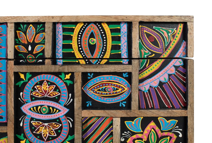 GINER Y COLOMER Baúl de Madera de Mango Pintado a Mano Multicolor 33x78x37cm